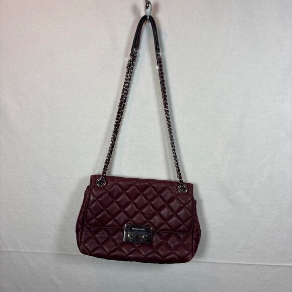 Michael Kors Quilted Leather Shoulder Bag With Chain Strap - Picture 1 of 12